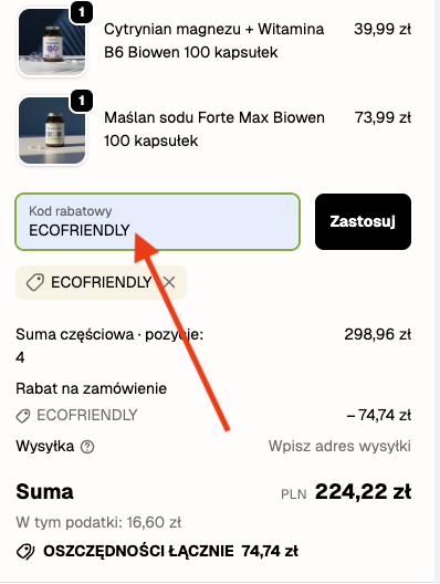 Biowen koszyk z kupenem: ECOFRIENDLY