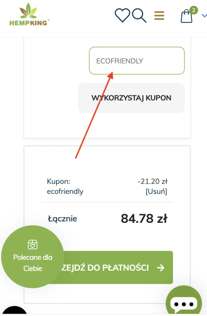 Hempking kod rabatowy - koszyk