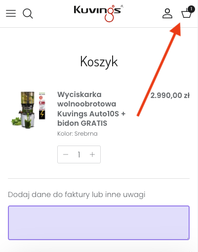 Kuvings - gdzie wpisać kod rabatowy: ECOFRIENDLY
