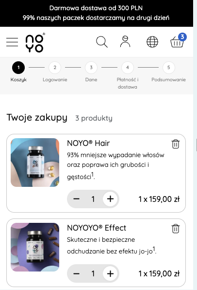 NOYO Pharm - koszyk zakupowy