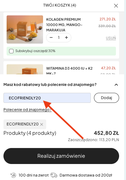 Natu.Care - gdzie wpisać kod rabatowy